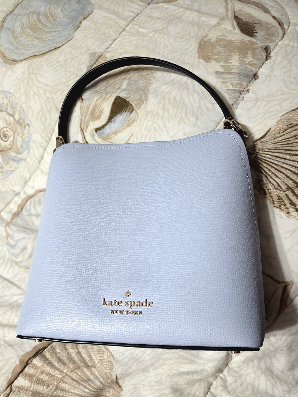 Kate Spade Teo Tone Light Blue/Navy Leather Top-Handle Bag